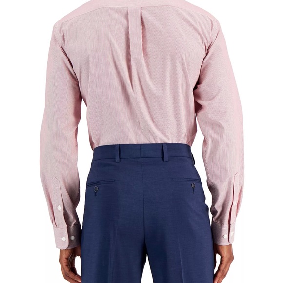 Club Room Men’s Regular Fit Burgundy/White Stripped Dress Shirt, 15 1/2- 34/35 - Picture 2 of 6